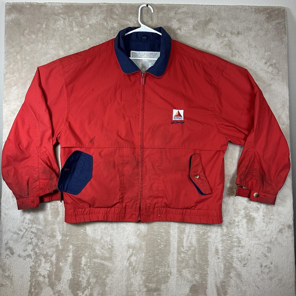 Vintage Gear For Sports Citgo Racing Jacket Mens XL Red Full Zip Windbreaker